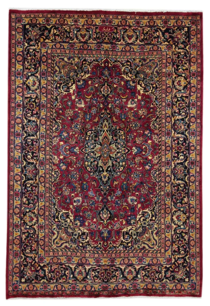 Maschhad Orientteppich 283x194 cm, florales Muster, handgeknüpft