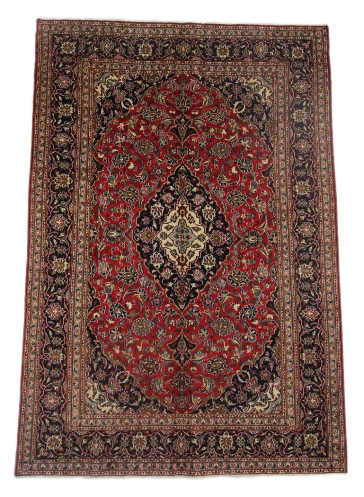 Maschhad Orientteppich 283 x 194 cm, florales Muster, handgeknüpft