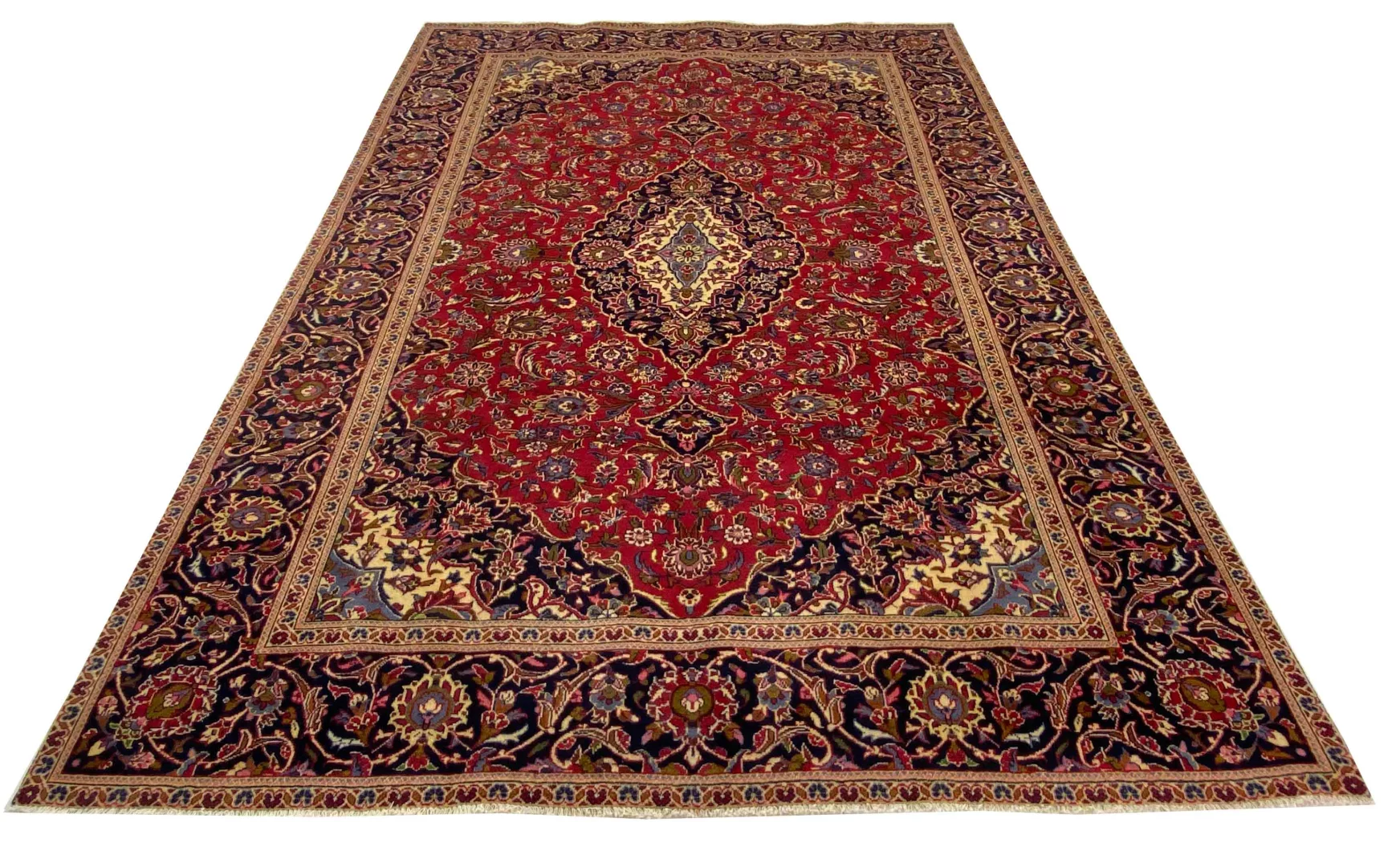 Keshan Teppich 334 x 234 cm, 300.000 Knoten, handgeknüpft, Orientteppich