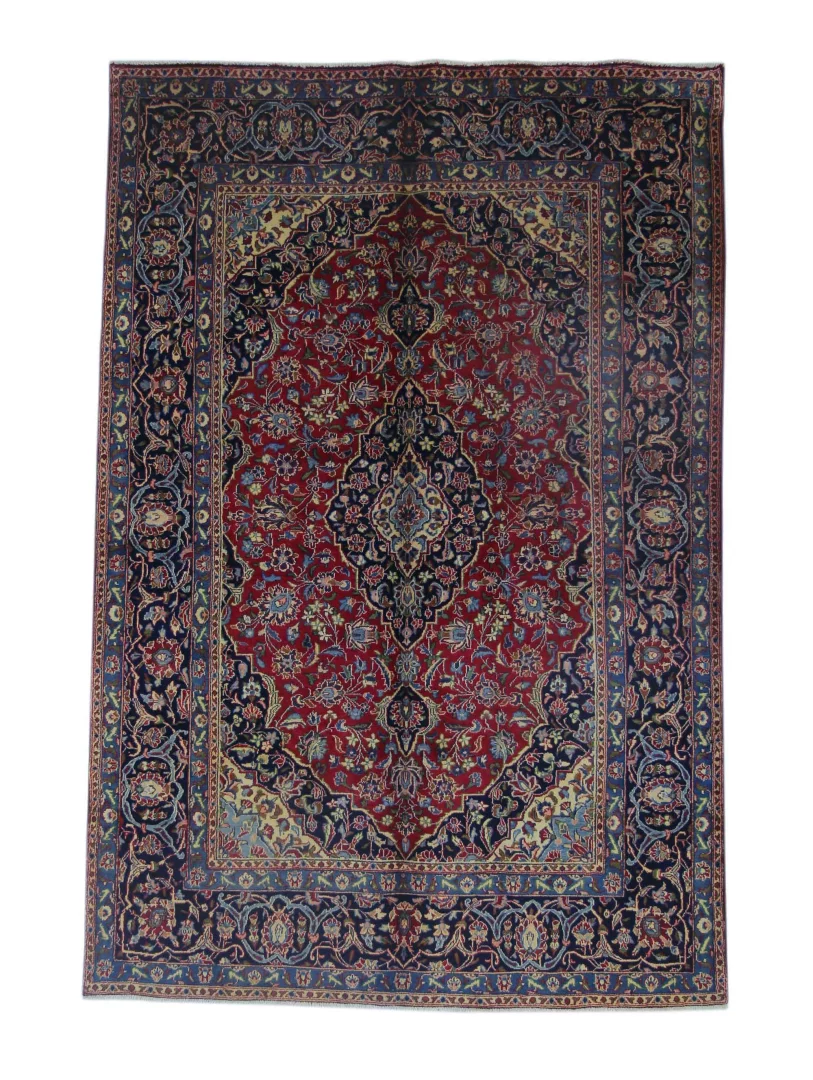 Maschhad Orientteppich 290 x 194 cm, florales Muster, handgeknüpft