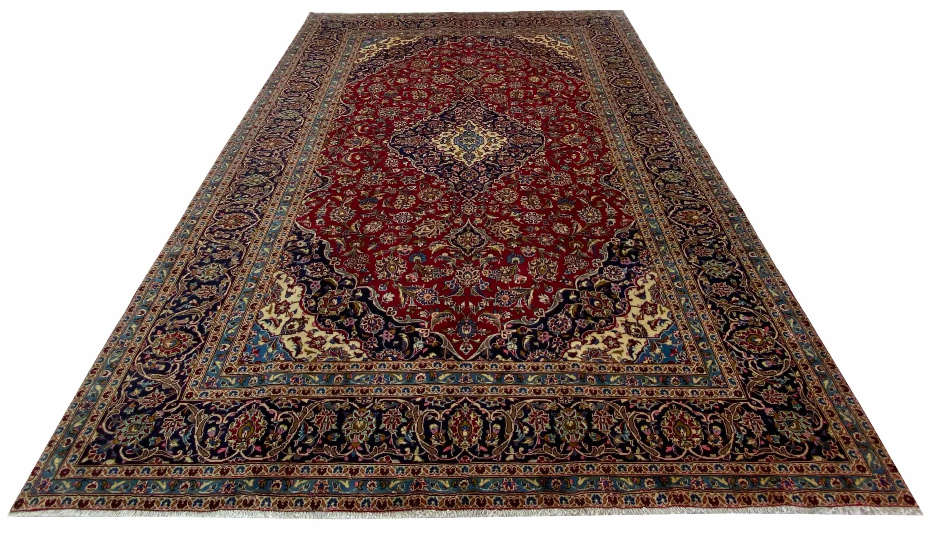 Keshan Teppich 342 x 243 cm, 150.000-300.000 Knoten, handgeknüpft