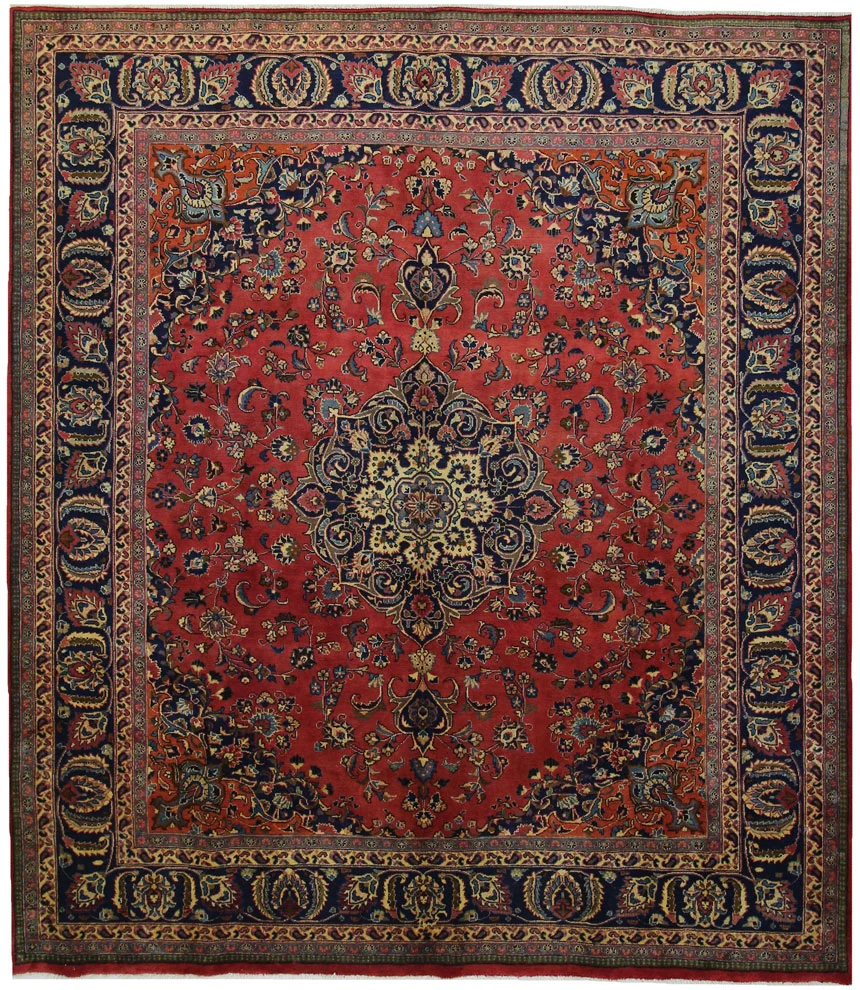 Maschhad Orientteppich 290x255 cm, florales Muster, 250.000 Knoten, handgeknüpft