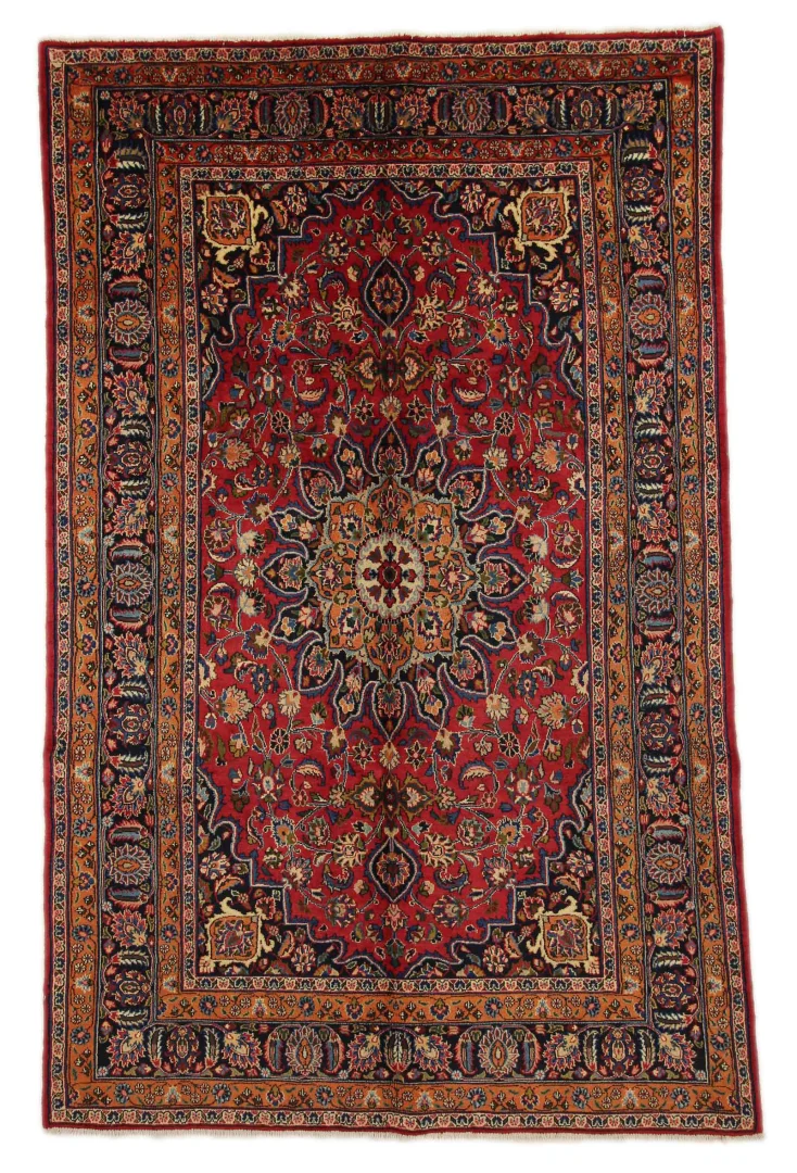 Maschhad Orientteppich 292x184 cm, florales Muster, 250.000 Knoten, handgeknüpft