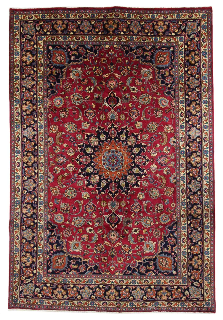 Maschhad Teppich 300x203 cm, 250.000 Knoten, florales Muster, handgeknüpft