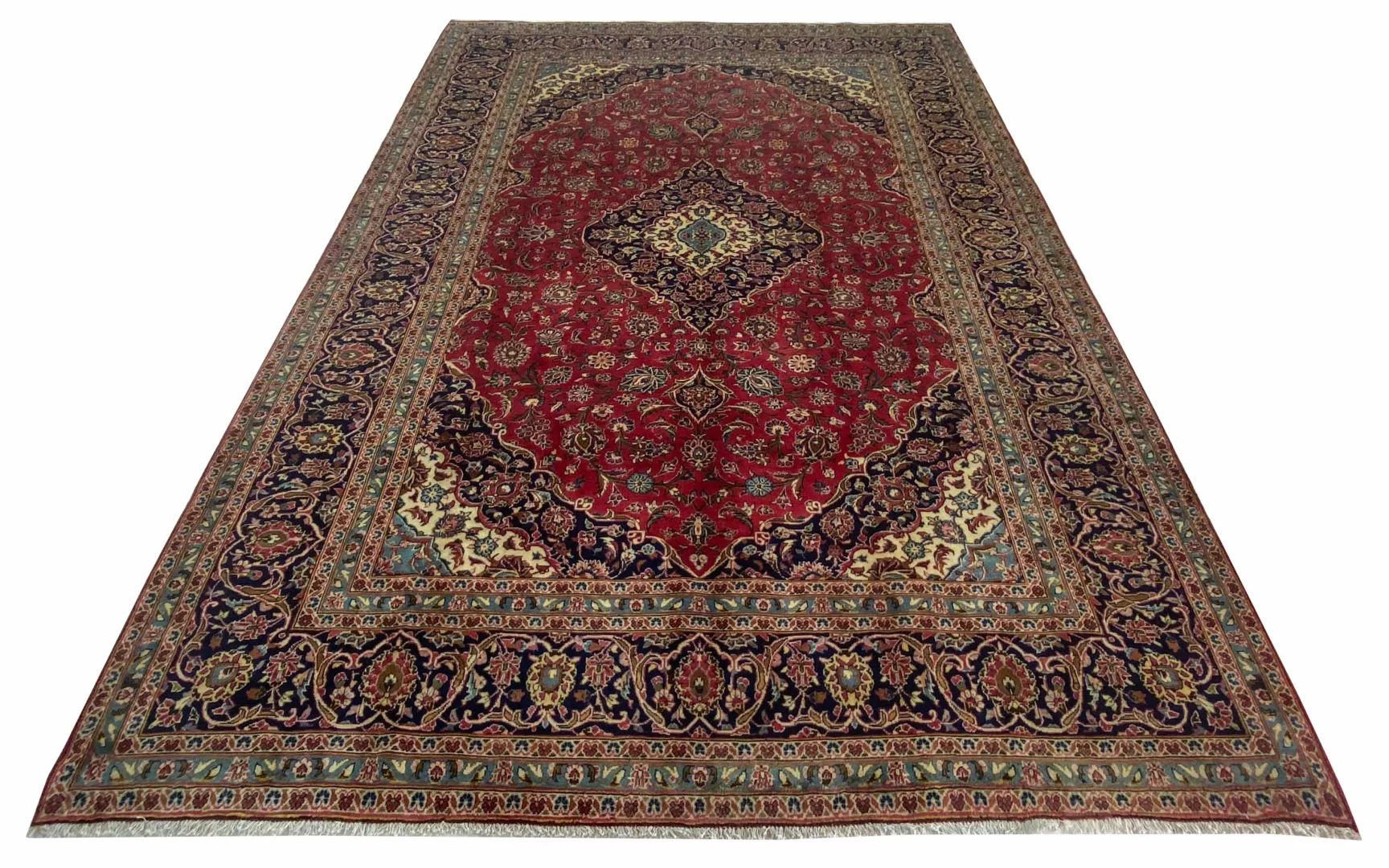 Keshan Teppich 355 x 242 cm, 150.000-300.000 Knoten, handgeknüpft