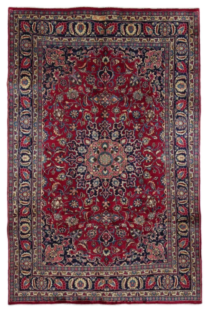 Maschhad Teppich 308 x 200 cm, 250000 Knoten, florales Muster, handgeknüpft für Teppiche
