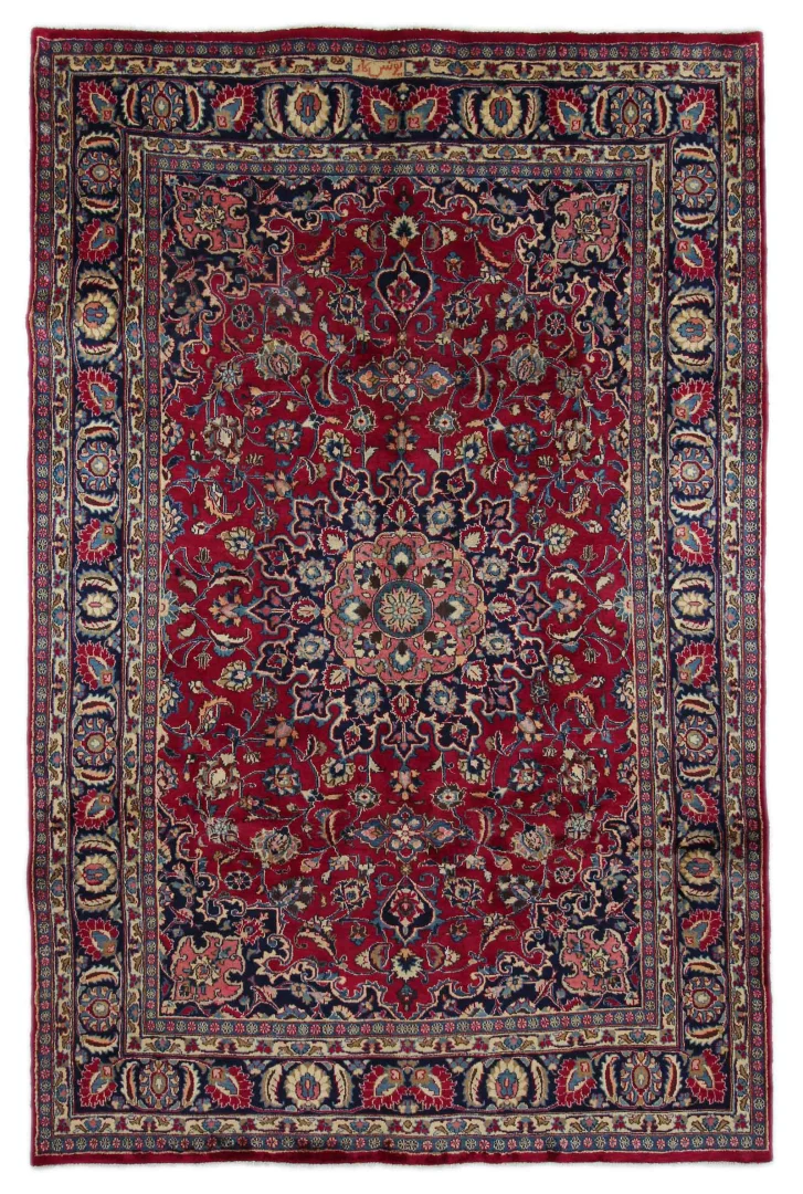 Maschhad Teppich 308 x 200 cm, 250.000 Knoten, florales Muster, handgeknüpft für Teppiche