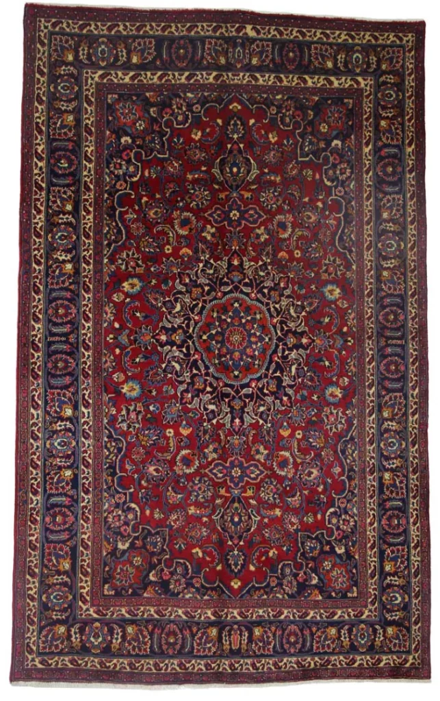 Maschhad Teppich 315x193 cm, florales Muster, 250000 Knoten, handgeknüpft