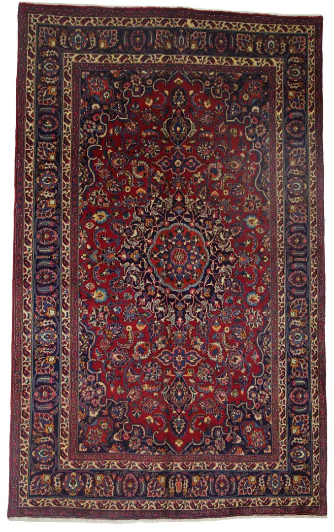 Maschhad Teppich 315x193 cm, florales Muster, 250.000 Knoten, handgeknüpft