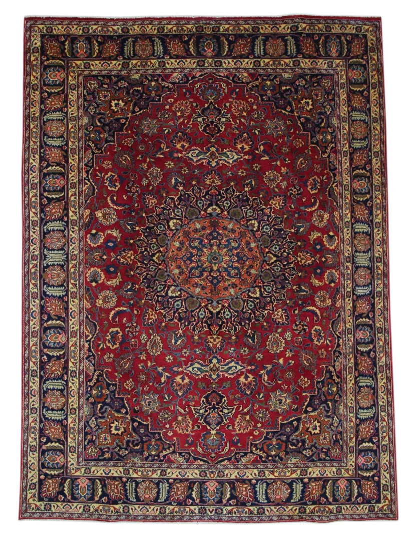 Maschhad Orientteppich 333 x 243 cm, florales Muster, 250.000 Knoten, handgeknüpft