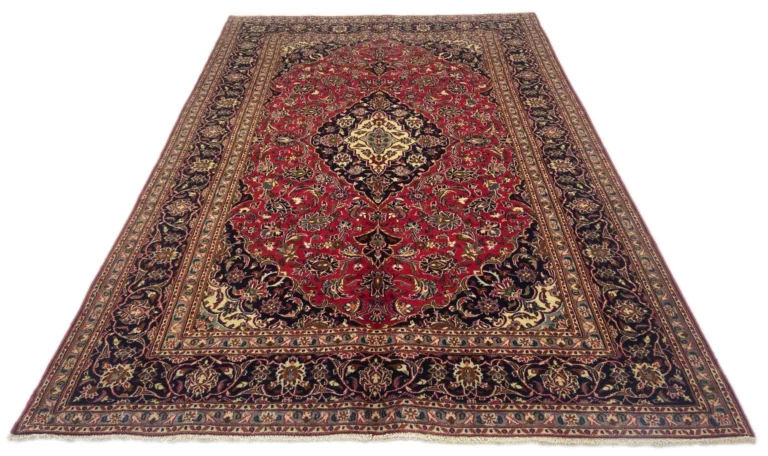 Maschhad Orientteppich 283 x 194 cm, florales Muster, handgeknüpft