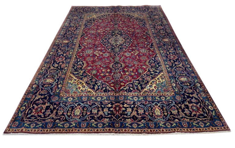Maschhad Orientteppich 290 x 194 cm, florales Muster, handgeknüpft
