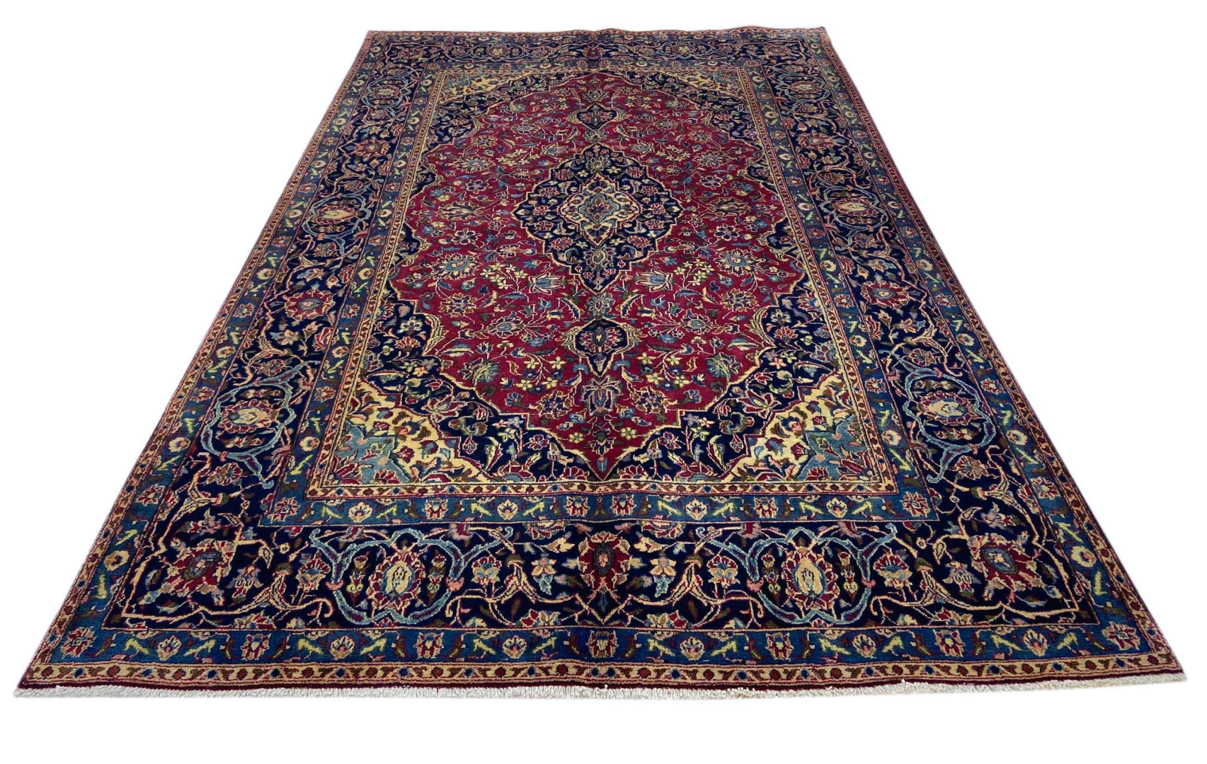 Maschhad Orientteppich 290 x 194 cm, florales Muster, handgeknüpft