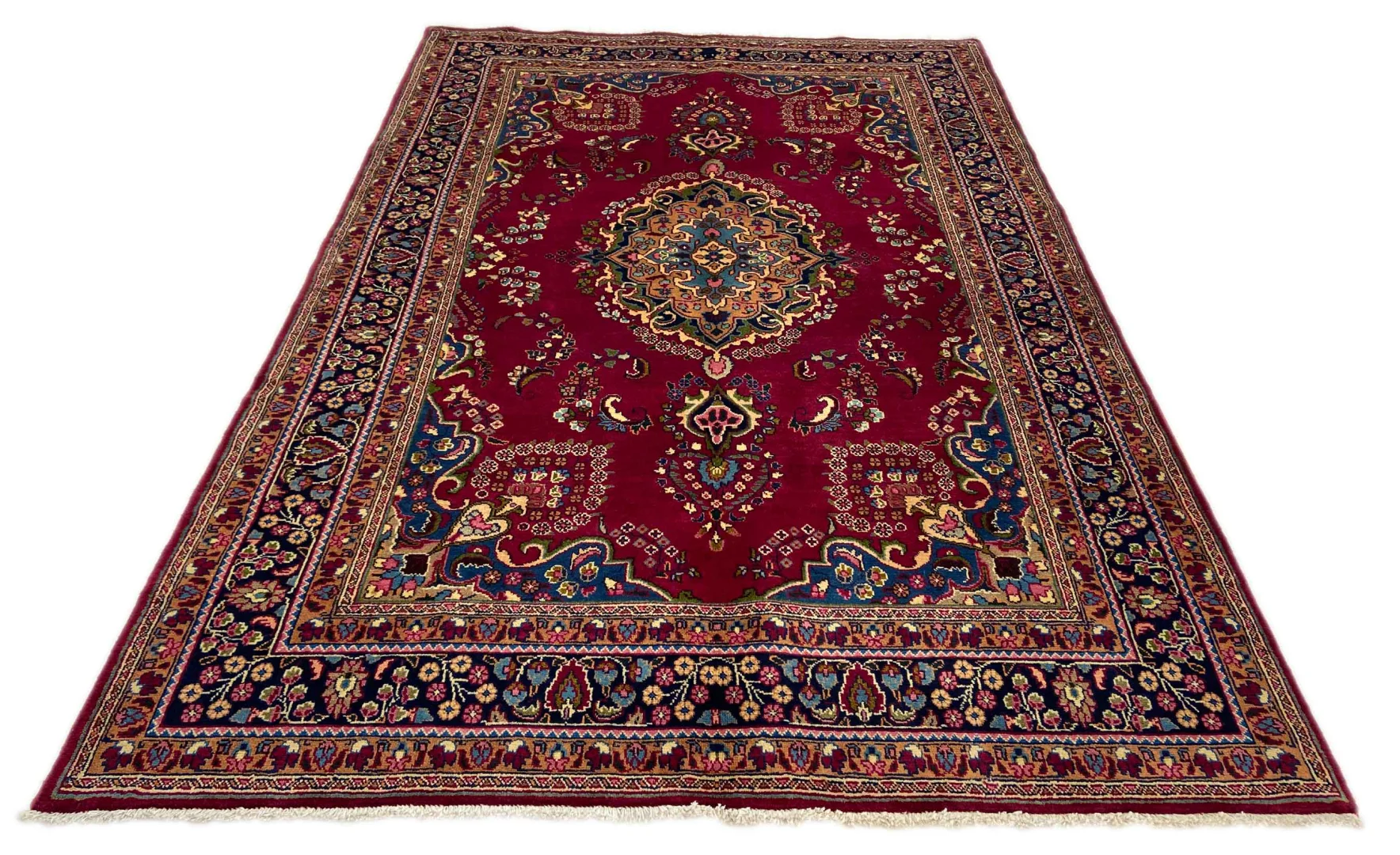 Maschhad Orientteppich 290x198 cm, 180.000 Knoten, florales Muster, handgeknüpft