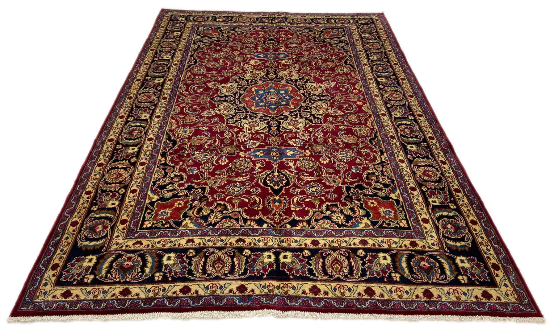 Maschhad Orientteppich 292x204 cm, 250.000 Knoten, florales Muster, handgeknüpft