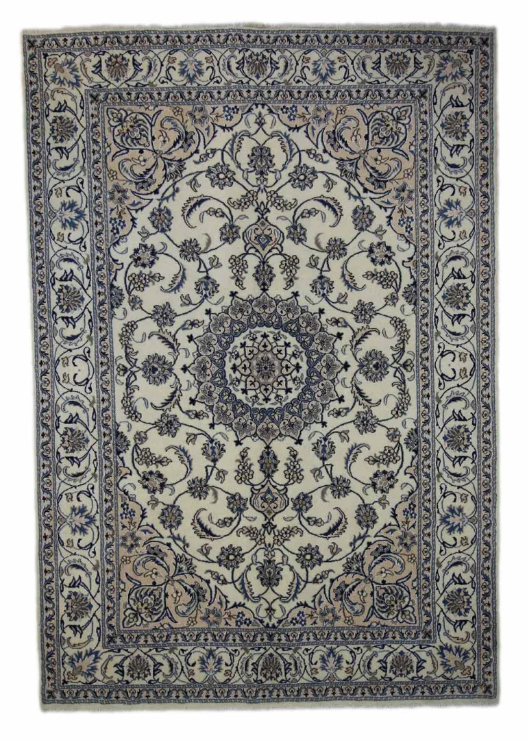 Nain Teppich 287 x 197 cm, florales Medaillon handgeknüpft