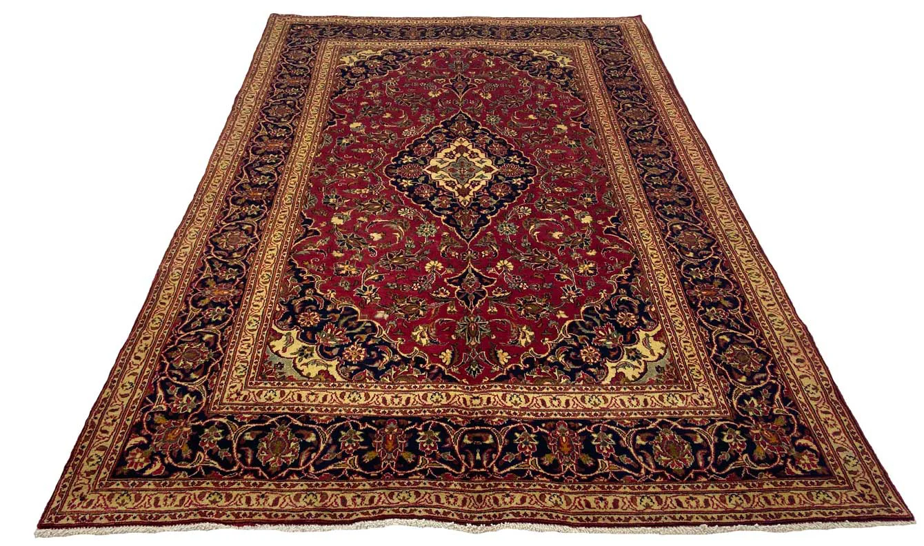 Maschhad Orientteppich 300x195 cm, florales Muster, 250.000 Knoten, handgeknüpft