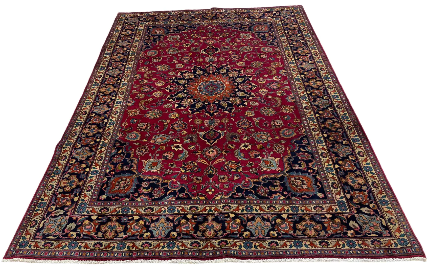 Maschhad Teppich 300x203 cm, 250.000 Knoten, florales Muster, handgeknüpft