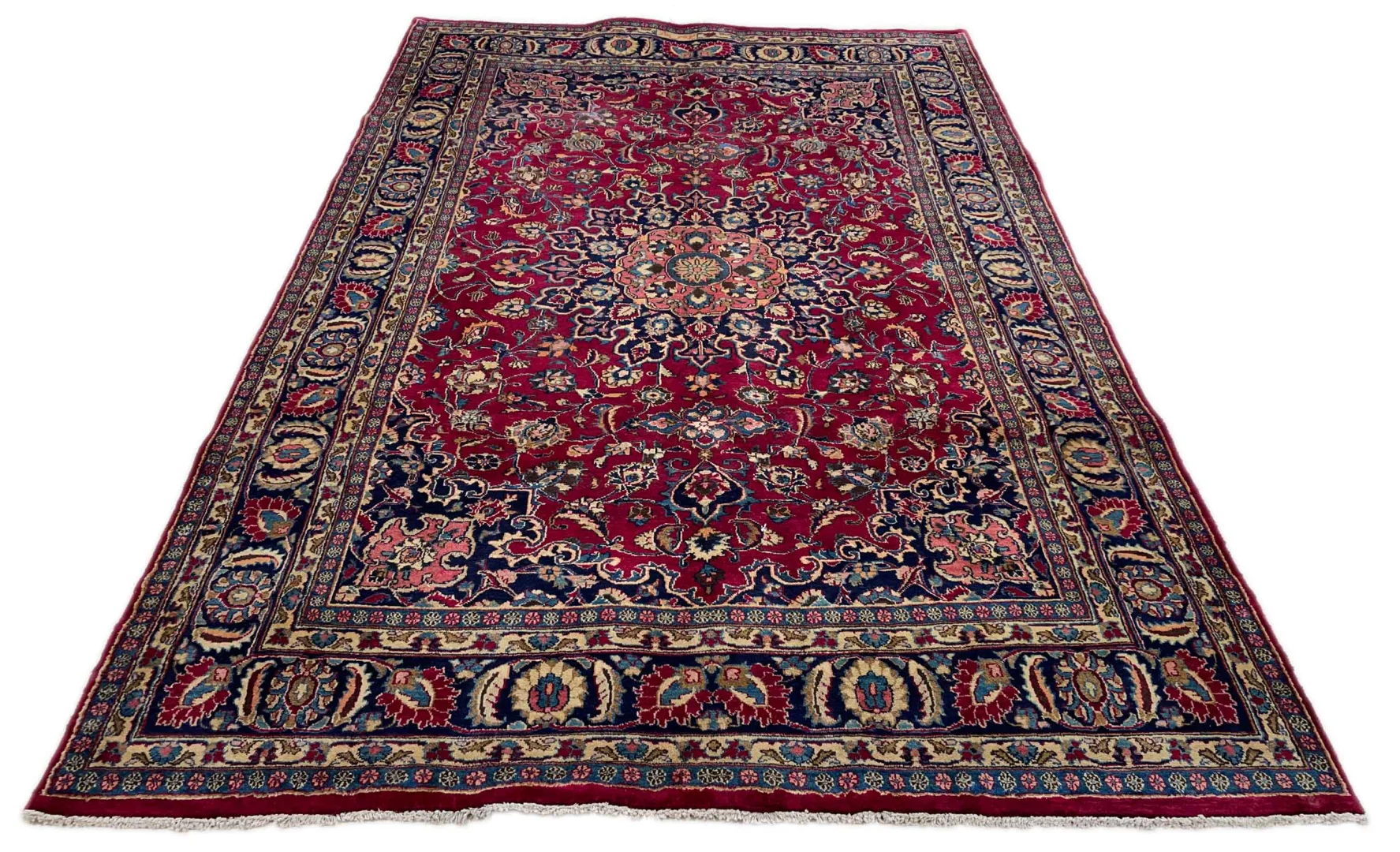 Maschhad Teppich 308 x 200 cm, 250.000 Knoten, florales Muster, handgeknüpft für Teppiche