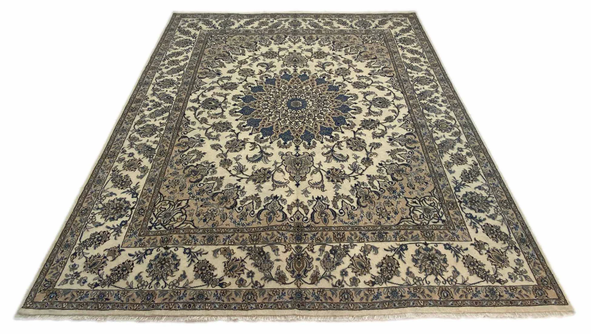 Handgeknüpfter Nain 300 x 240 cm florales Design, Orientteppich