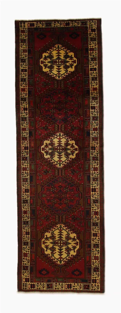 Meshkin Teppich 315x100 cm, 120.000 Knoten, geometrisches Design, handgeknüpft