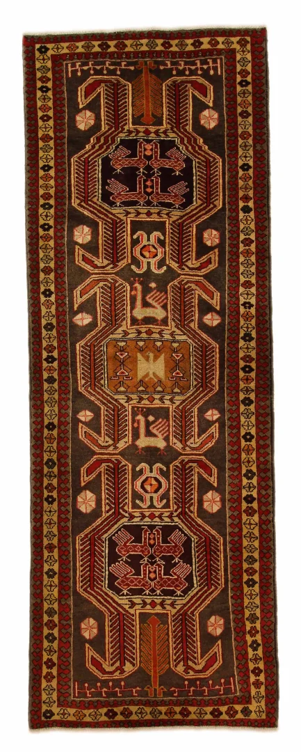 Orientteppich Meshkin 317x113 cm, 120.000 Knoten, geometrisch, handgeknüpft