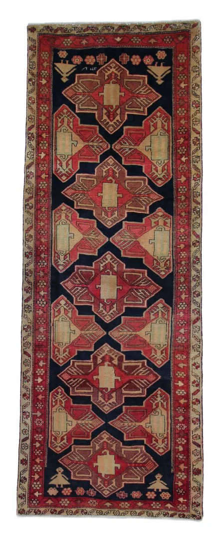 Handgeknüpfter Meshkin Teppich 317 x 117 cm, 120.000 Knoten, Orientteppich
