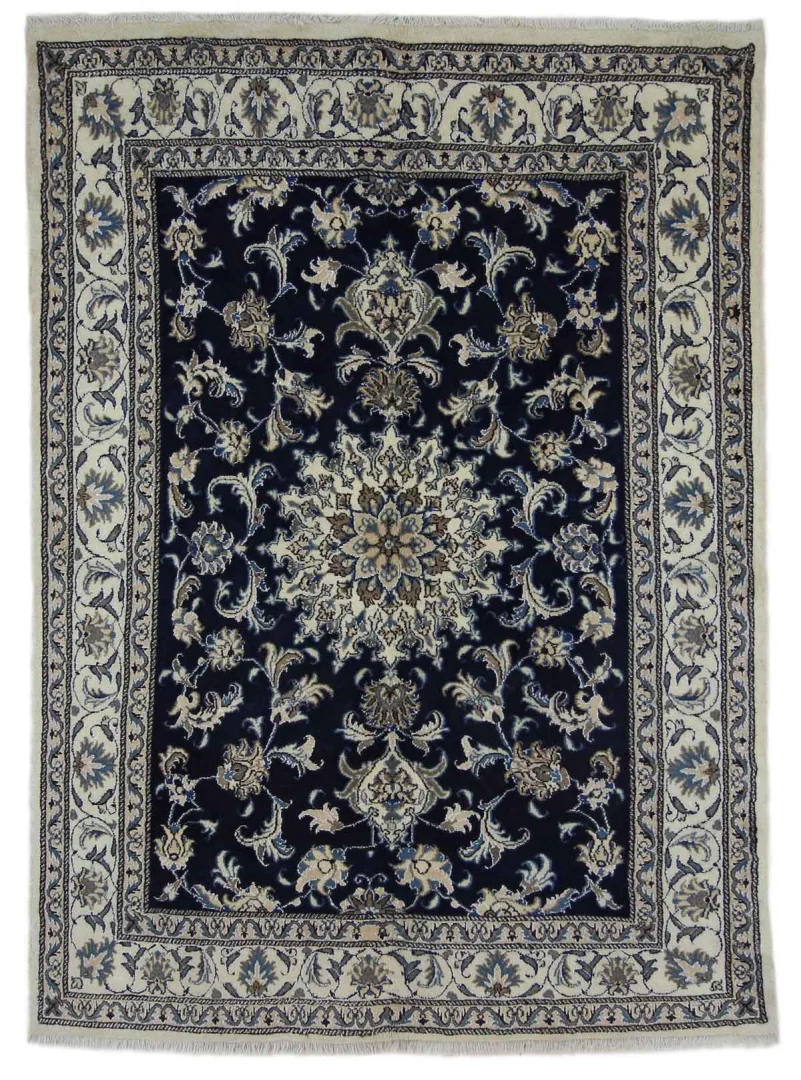 Nain Teppich 210 x 152 cm florales Medaillon, handgeknüpft