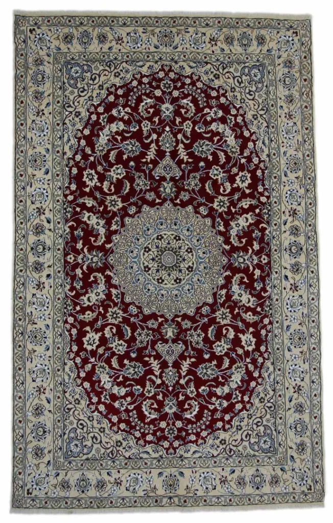 Nain 9La 250 x 155 cm, florales Medaillon, handgeknüpft für Teppiche