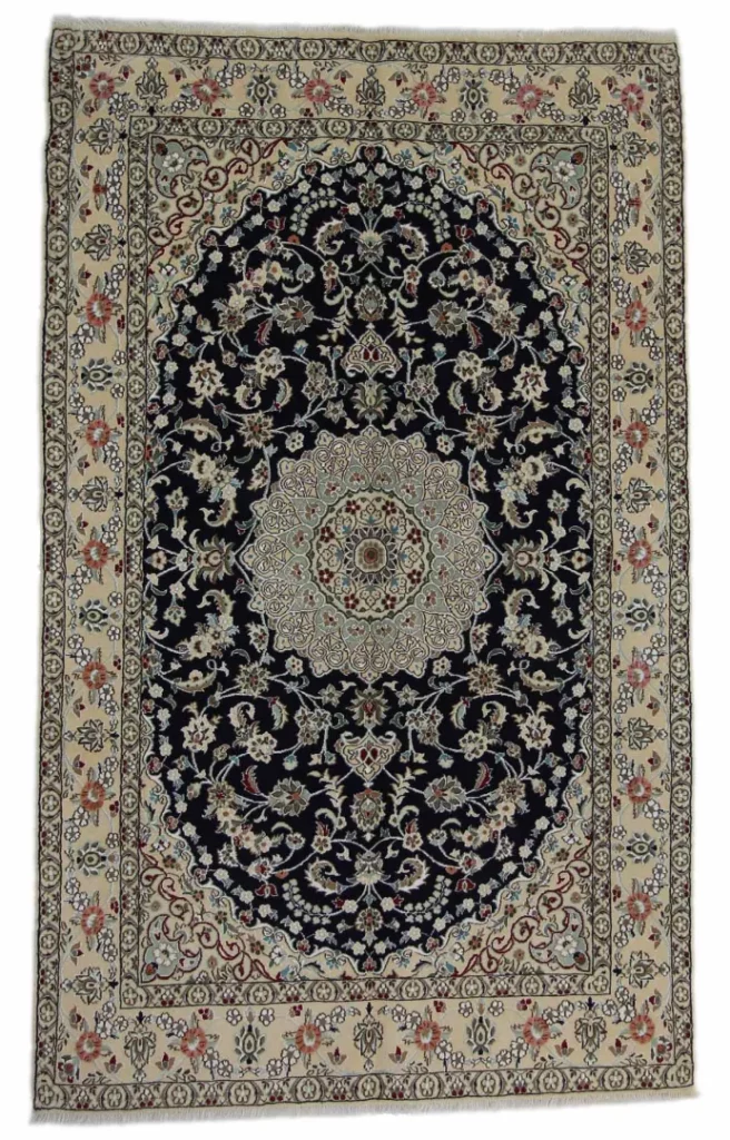Nain 9Lah Teppich 253x153 cm, florales Medaillon, handgeknüpft