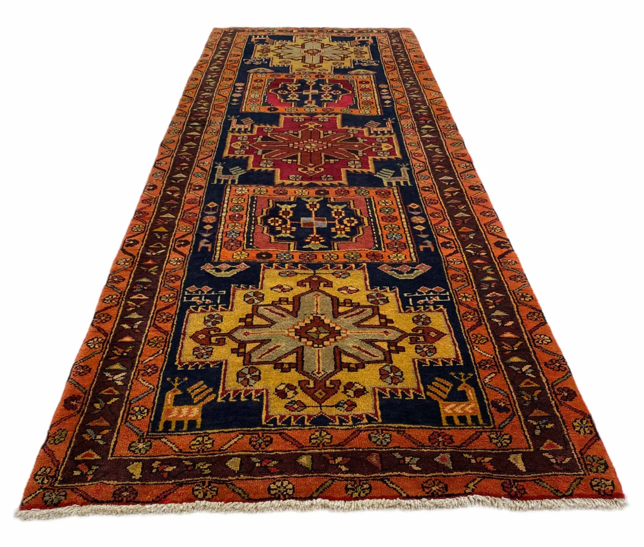 Handgeknüpfter Meshkin Teppich 315 x 120 cm, 120.000 Knoten, Orientteppich