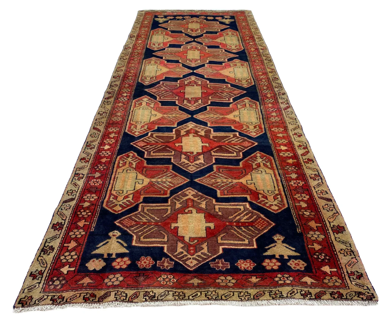 Handgeknüpfter Meshkin Teppich 317 x 117 cm, 120.000 Knoten, Orientteppich