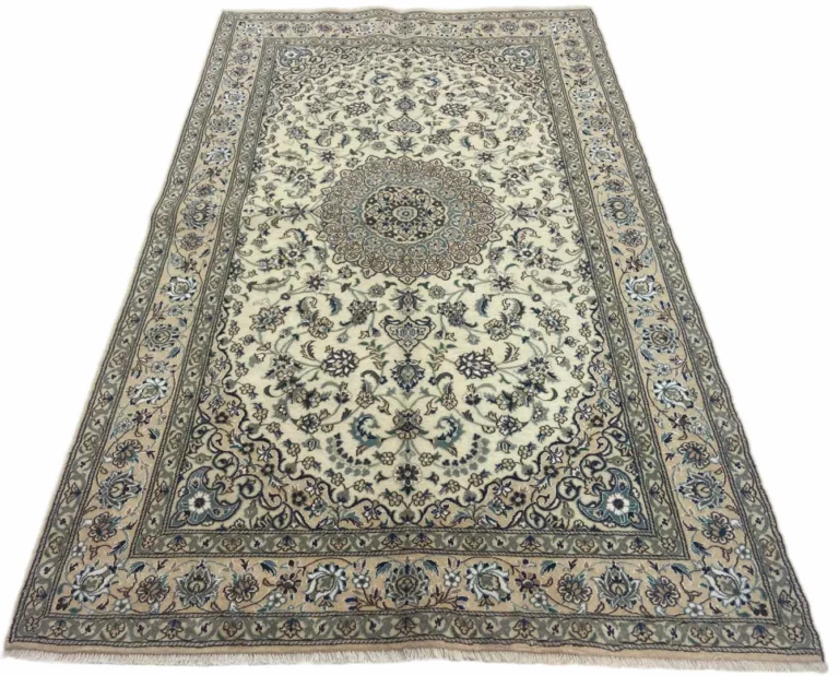 Nain 9La 247 x 152 cm, florales Medaillon, handgeknüpft, Orientteppich
