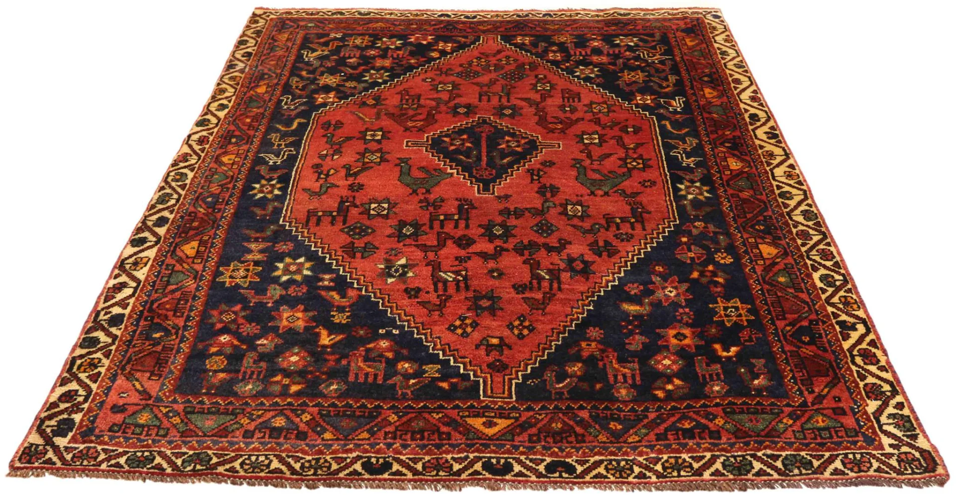 Orientteppich Shiraz 246x155 cm, 100.000 Knoten, handgeknüpft für Teppiche