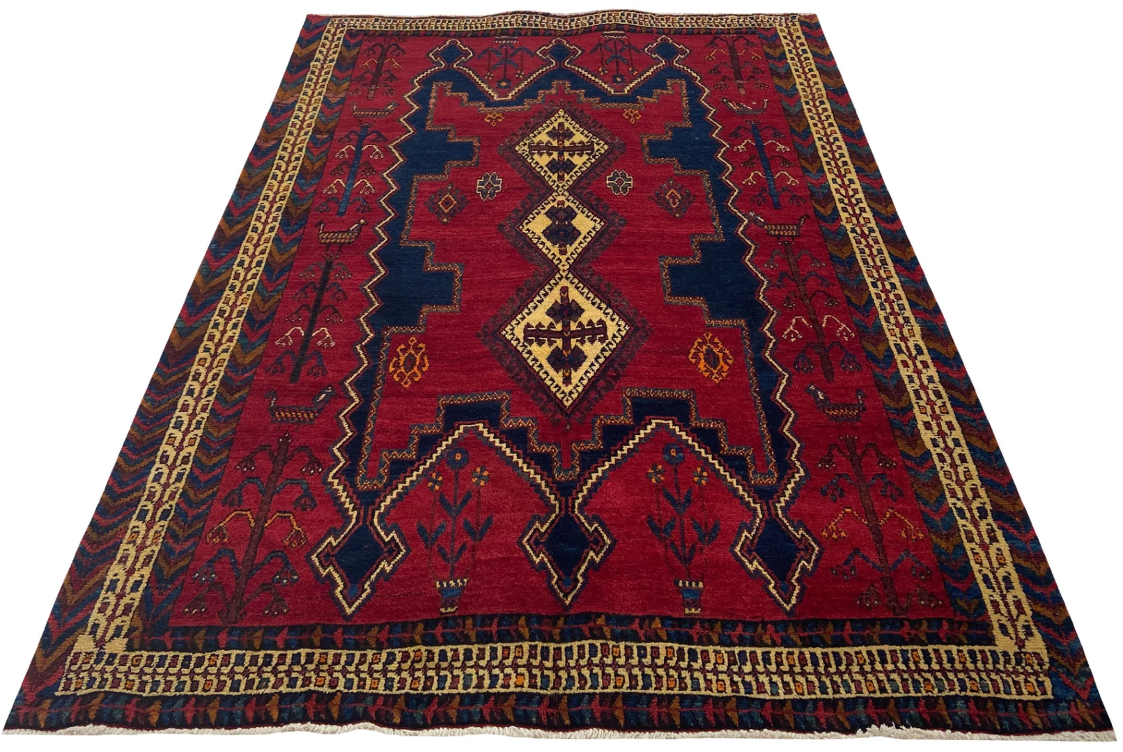 Sirjan Teppich 220x155 cm, exotisch, Hochflor, handgeknüpft für Teppiche