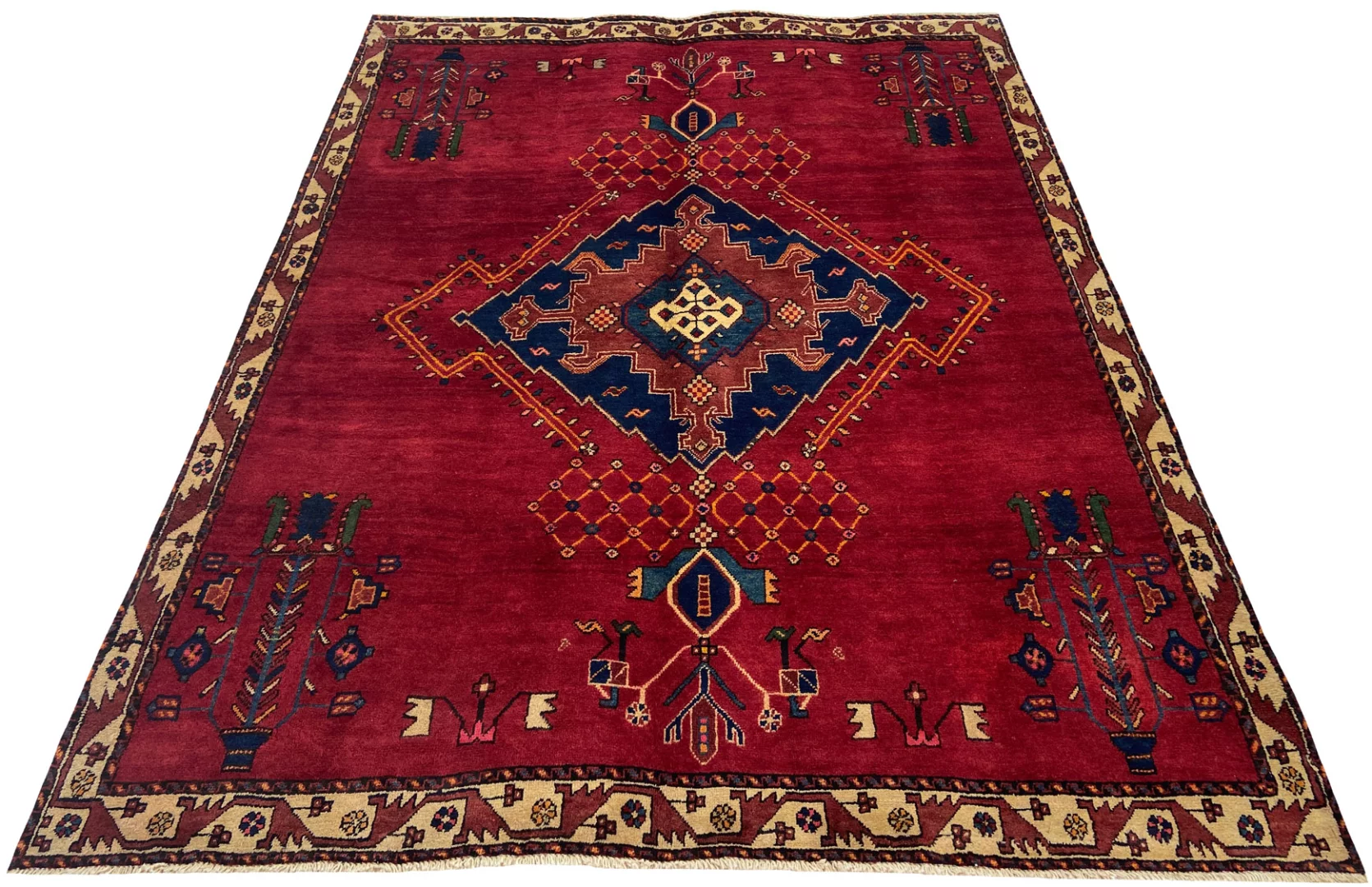 Eleganter Sirjan Teppich 223 x 170 cm, handgeknüpft, exotischer Orientteppich