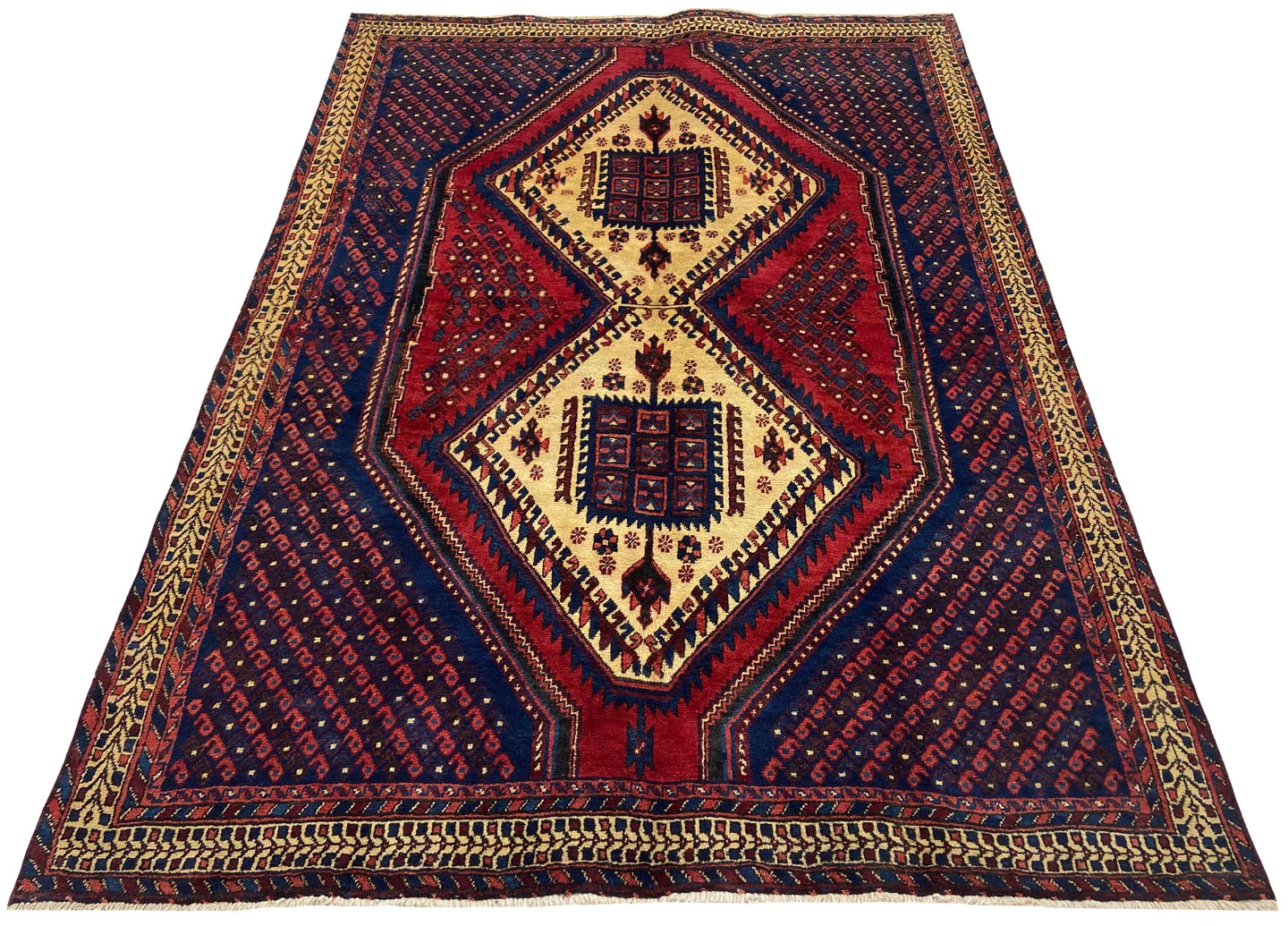 Exotischer Sirjan Teppich 226 x 162 cm, handgeknüpft für Orientteppich
