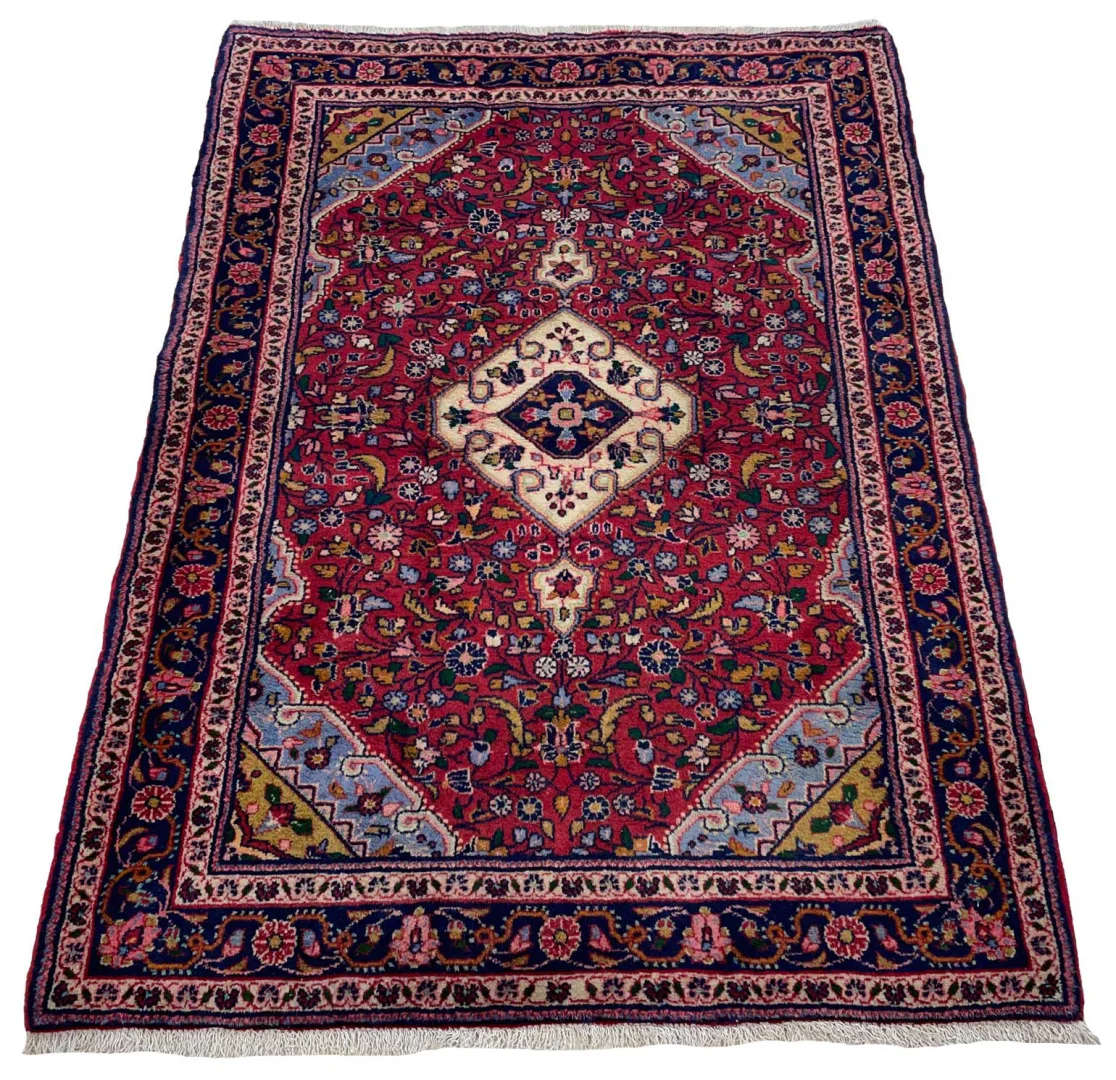 Hamadan Teppich 150x110 cm, 100.000 Knoten, handgeknüpft, Orientteppich