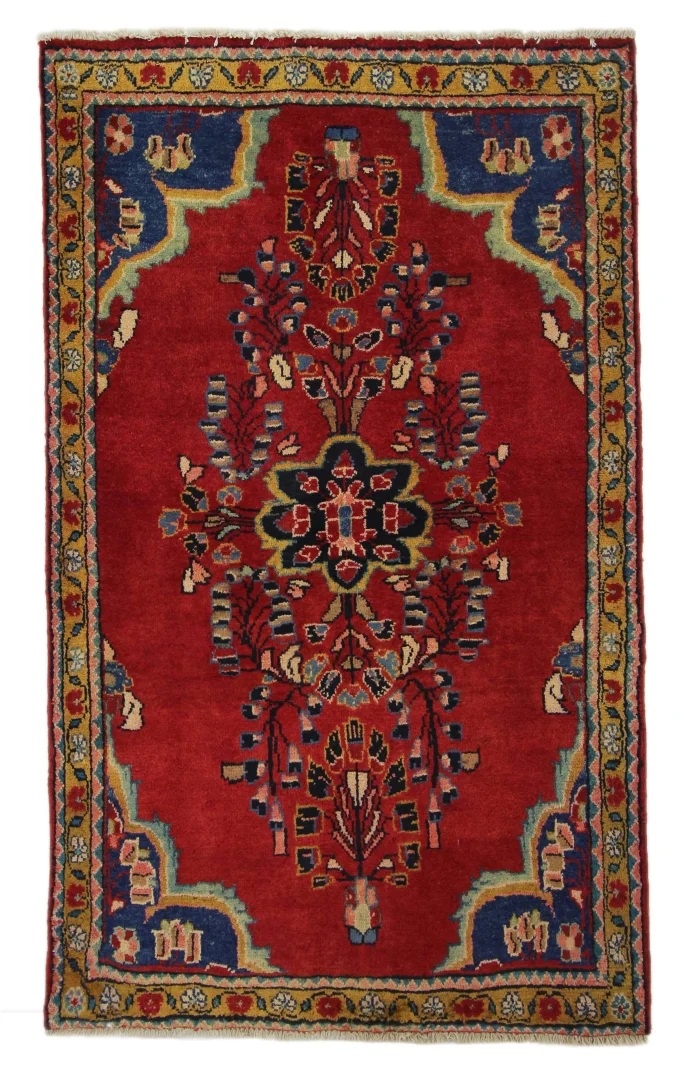 Hamadan Teppich 185 x 112 cm, 100.000 Knoten, handgeknüpft, Orientteppich