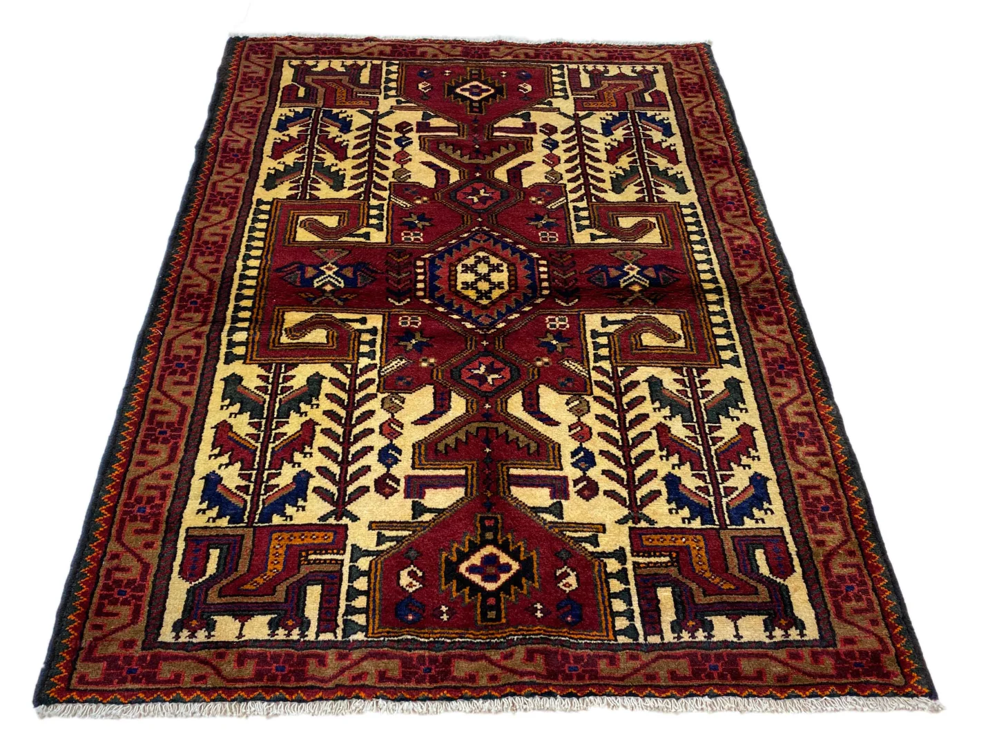 Hamadan Orientteppich 158 x 118 cm, handgeknüpft, hochwertige Knotenzahl