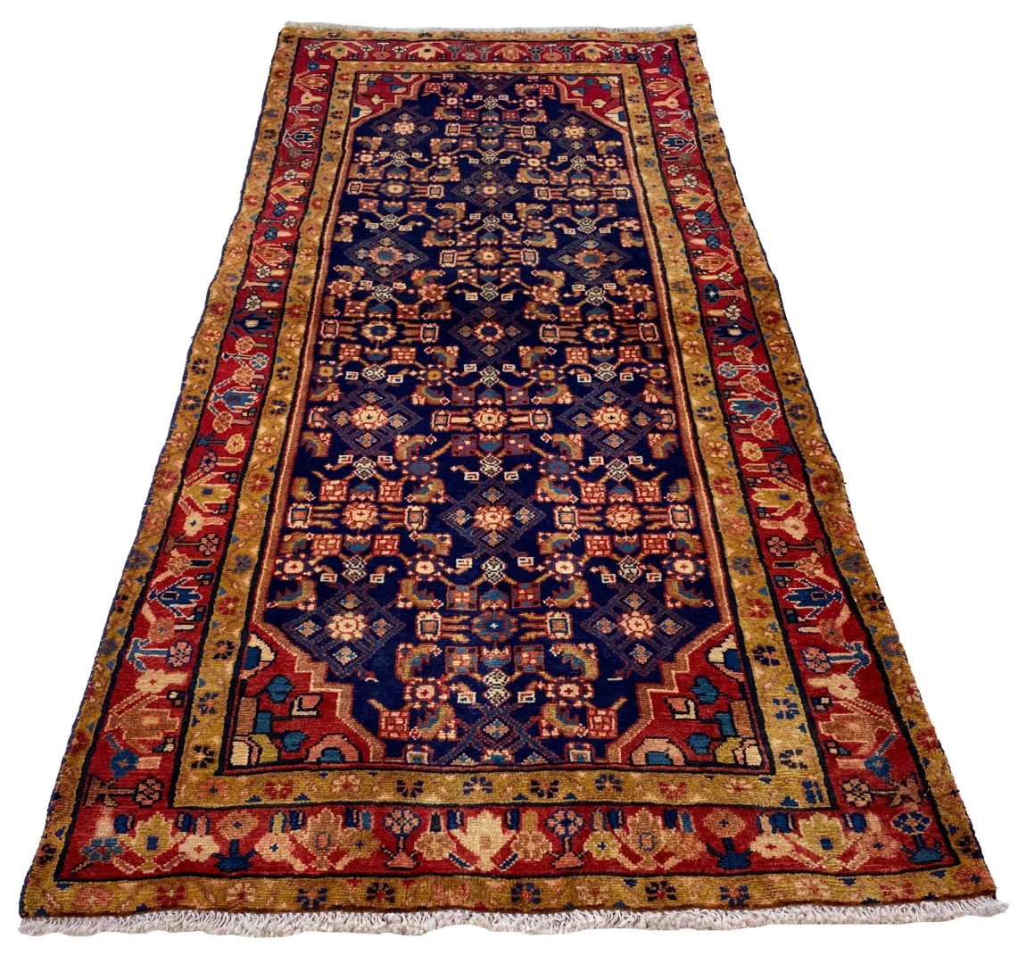 Hamadan Orientteppich 182 x 90 cm, handgeknüpft, feine Knotenzahl