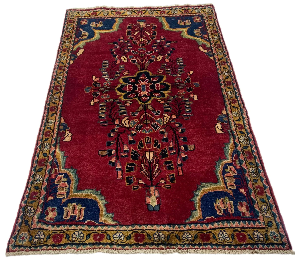 Hamadan Teppich 185 x 112 cm, 100.000 Knoten, handgeknüpft, Orientteppich
