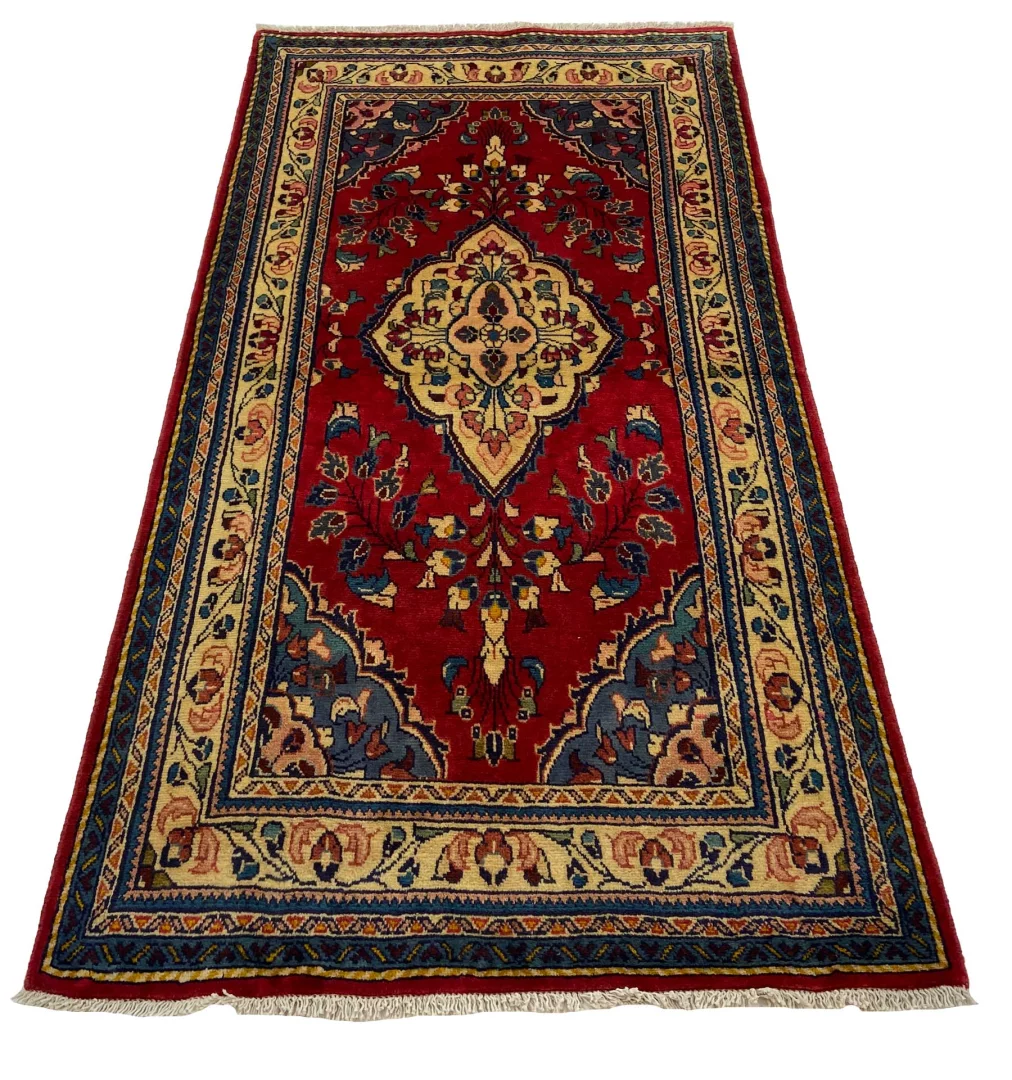 Hamadan Teppich 198x100 cm, 100.000 Knoten, handgeknüpft für Teppiche