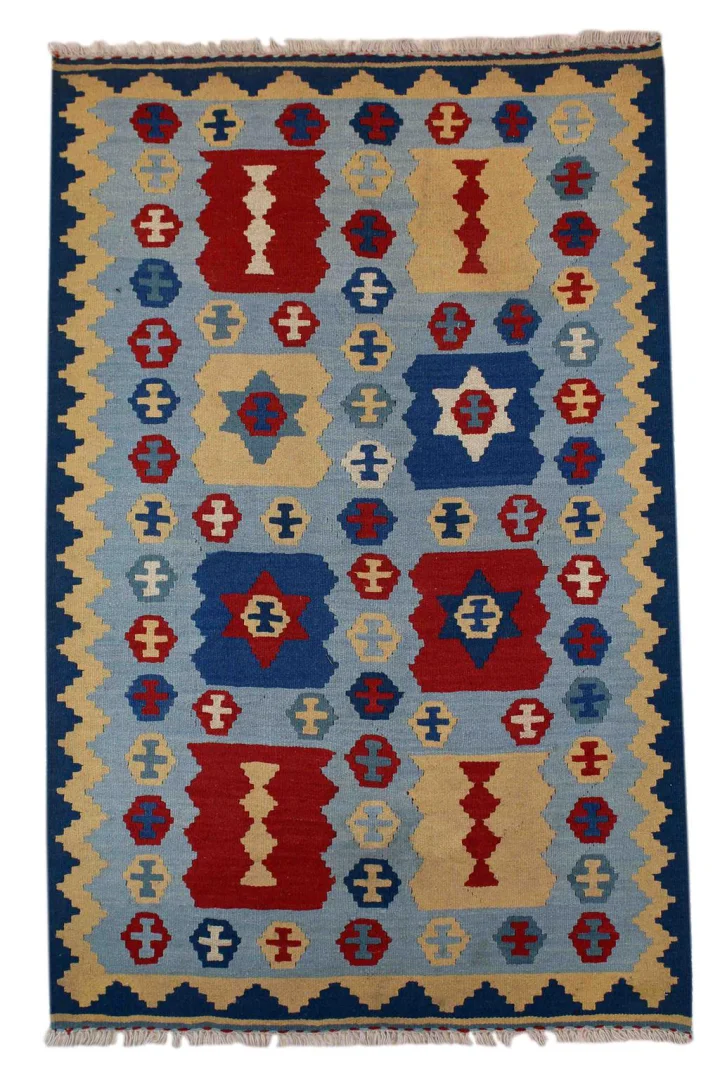 Kelim 159 x 103 cm, handgewebt, traditionelle Muster – Orientteppich