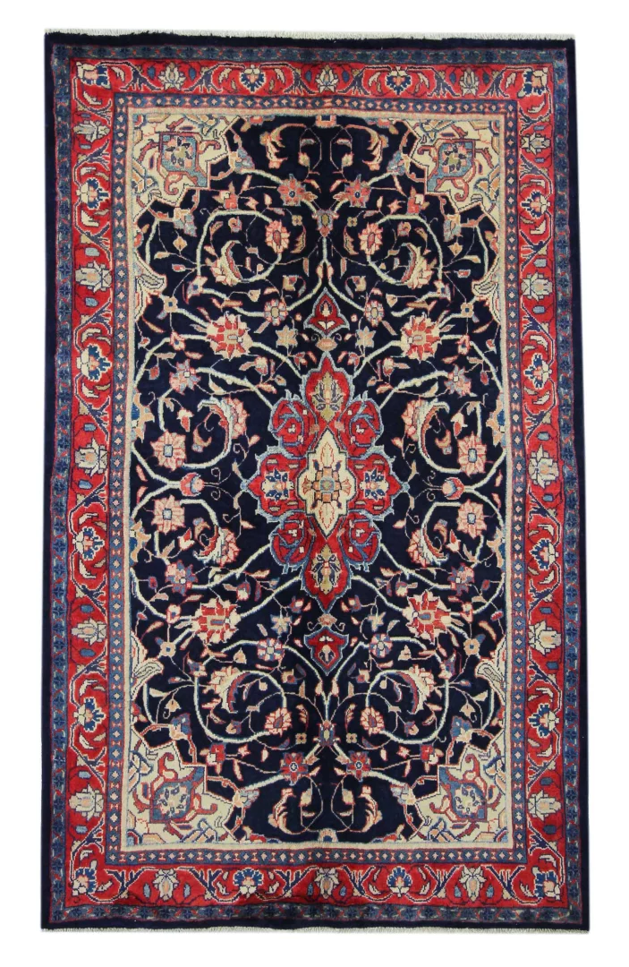 Mahal Teppich 213 x 130 cm, 200.000 Knoten, große Rosen, handgeknüpft