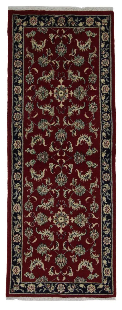 Maschhad Teppich 202x76 cm, 180.000 Knoten/m², florales Muster, handgeknüpft