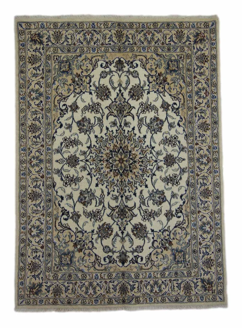 Nain Teppich 203x146 cm florales Design, handgeknüpft für Teppiche