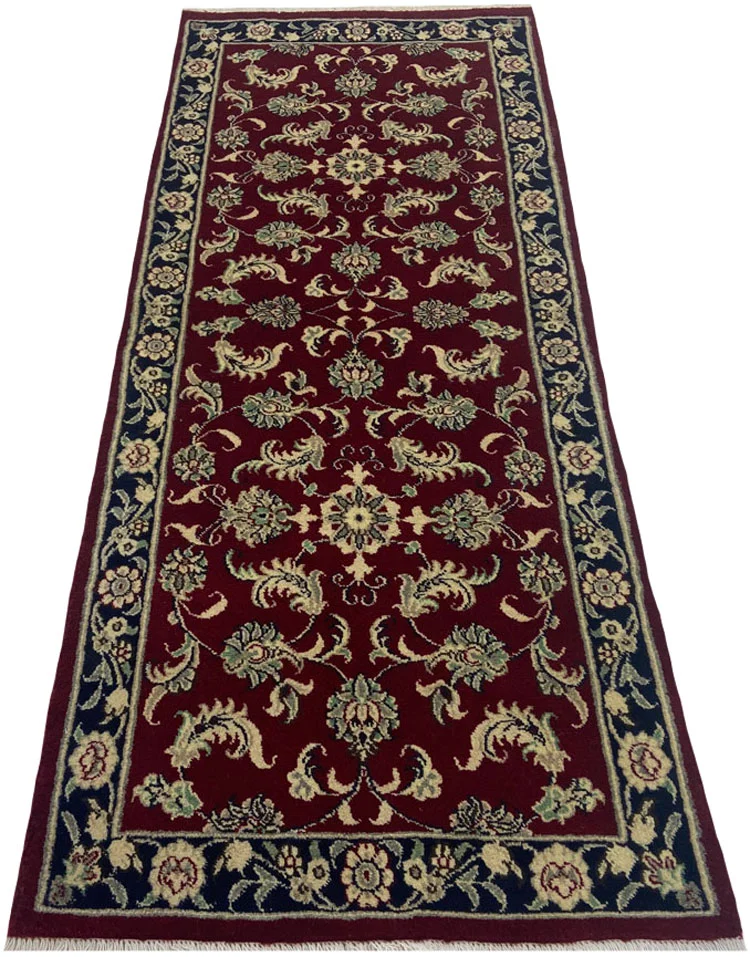 Maschhad Orientteppich 195x80 cm, florales Muster, 180.000 Knoten, handgeknüpft
