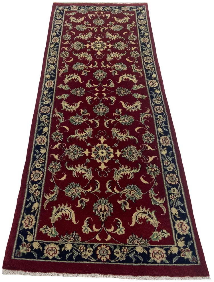 Maschhad Orientteppich 200 x 76 cm, florales Muster, 250.000 Knoten, handgeknüpft