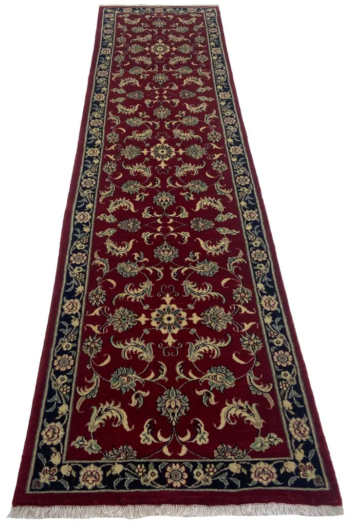 Maschhad Teppich 298x75 cm, florales Muster, 250.000 Knoten, handgeknüpft